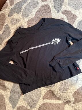 Dickies Black Long-Sleeve Shirt with White Logo Stripe